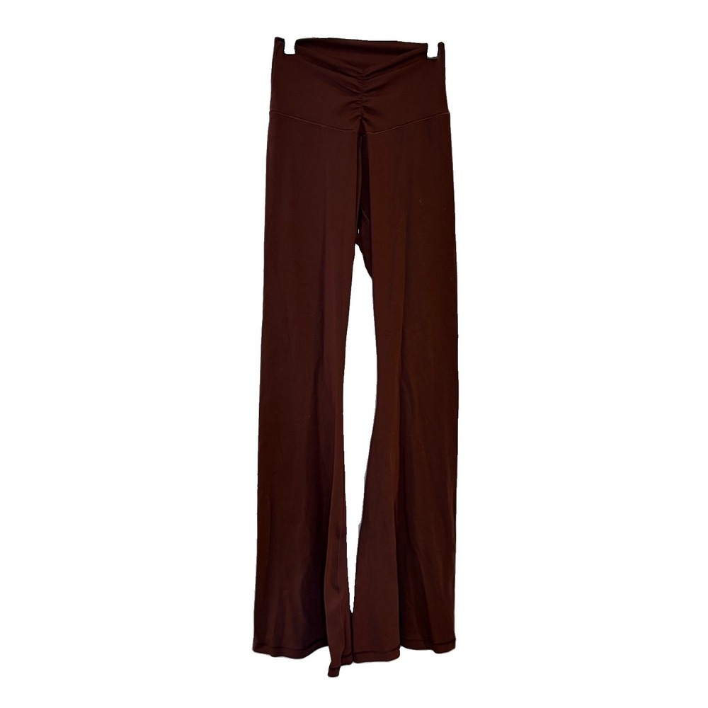 Offline By Aerie S Short Real Me Flare Hi-Rise Leggings Ruched Burgundy Red